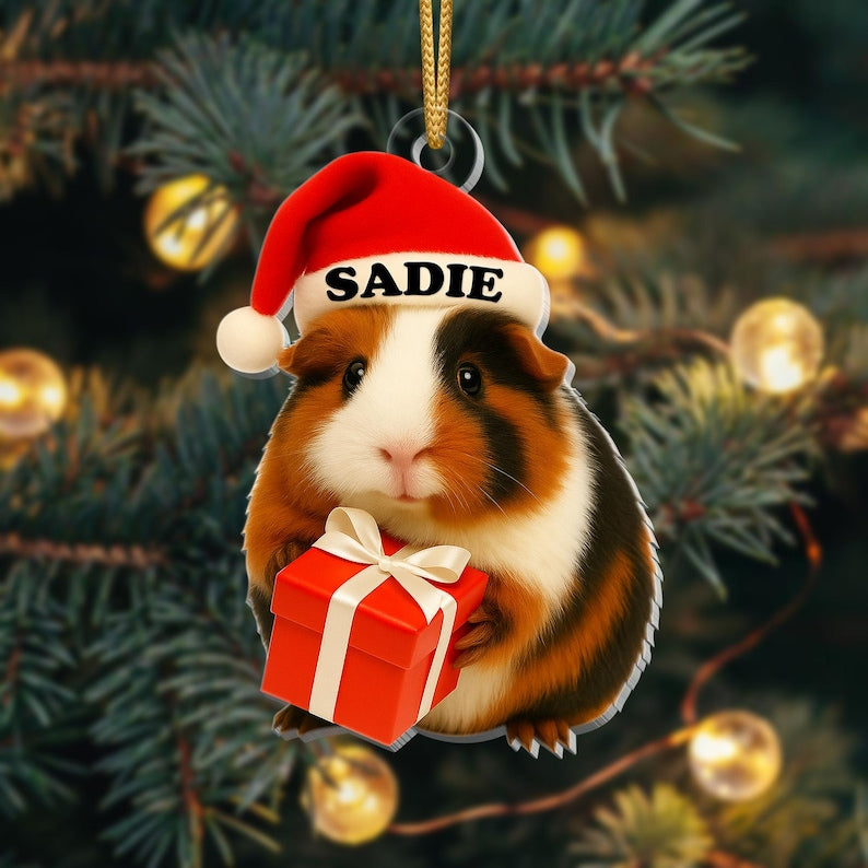 Personalized Guinea Pig Christmas Ornament Custom Pet Ornament with Name, Cute Guinea Pig Gift, Small Animal Lover Holiday Decoration 2025