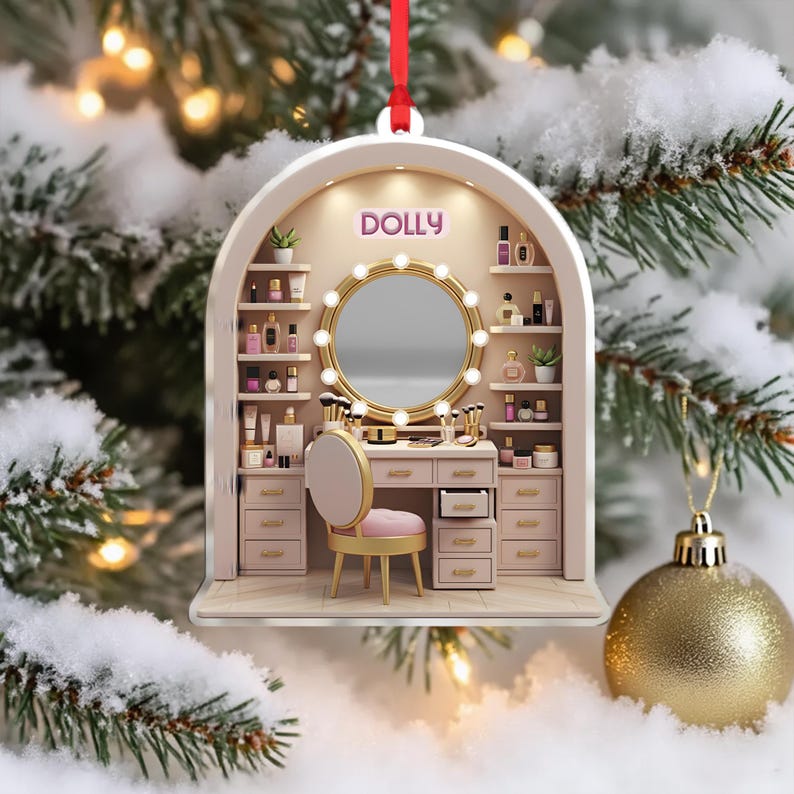 Make Up Ornament For Girls, Personalized Set Makeup 2d Flat Ornament, Makeup Artist Christmas Ornament Gift, Christmas Makeup Gifts