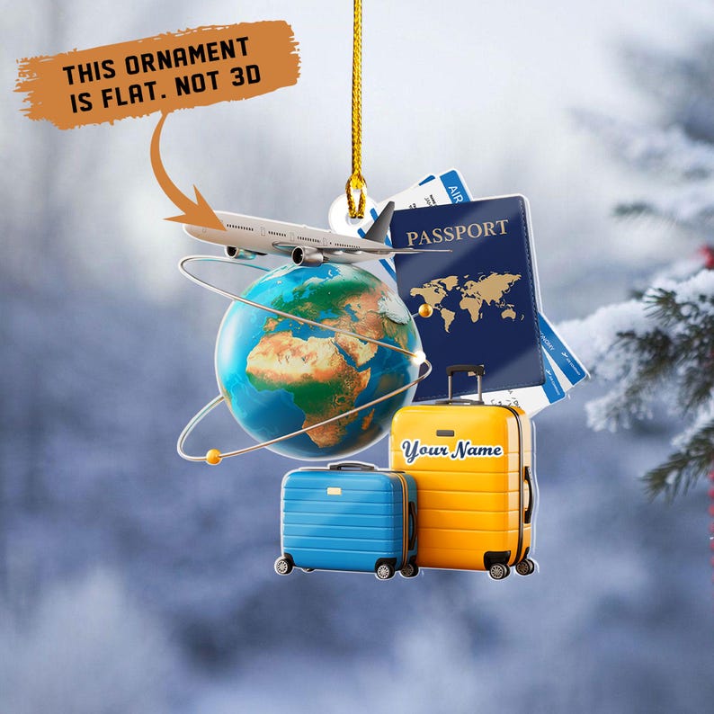 Custom Travel 2D Flat Ornament 2025: Personalized Vacation Christmas Tree Decoration