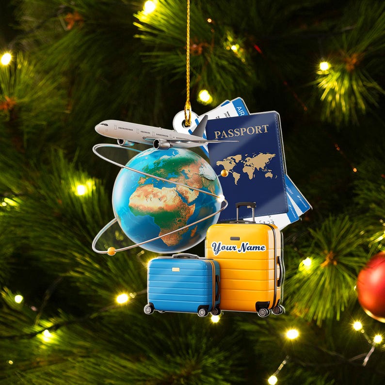 Custom Travel 2D Flat Ornament 2025: Personalized Vacation Christmas Tree Decoration