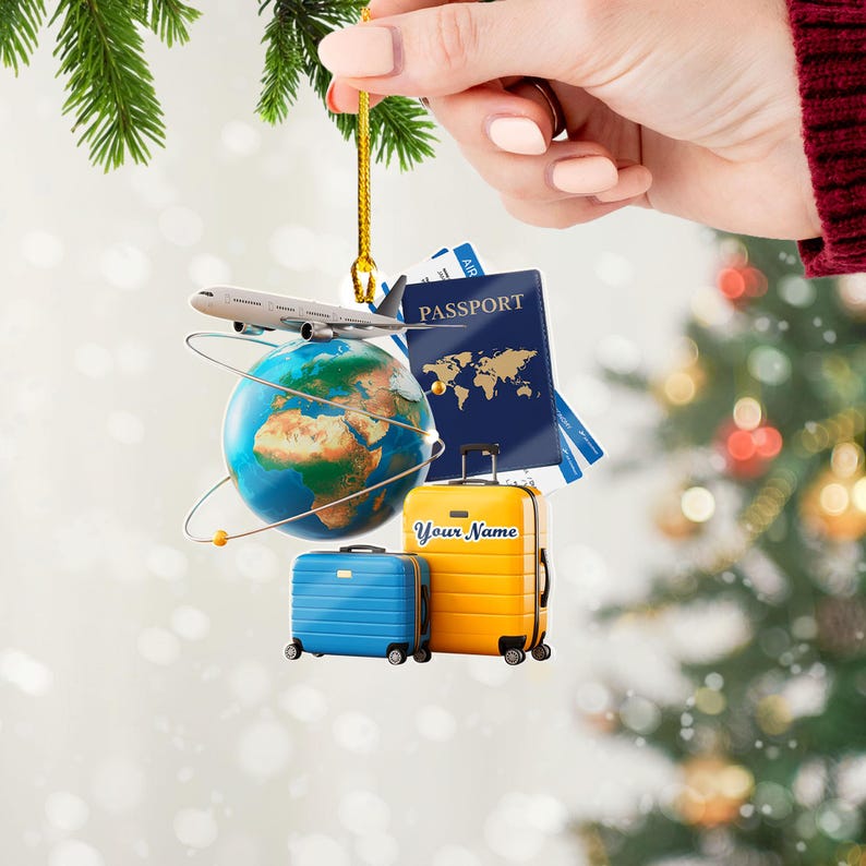Custom Travel 2D Flat Ornament 2025: Personalized Vacation Christmas Tree Decoration