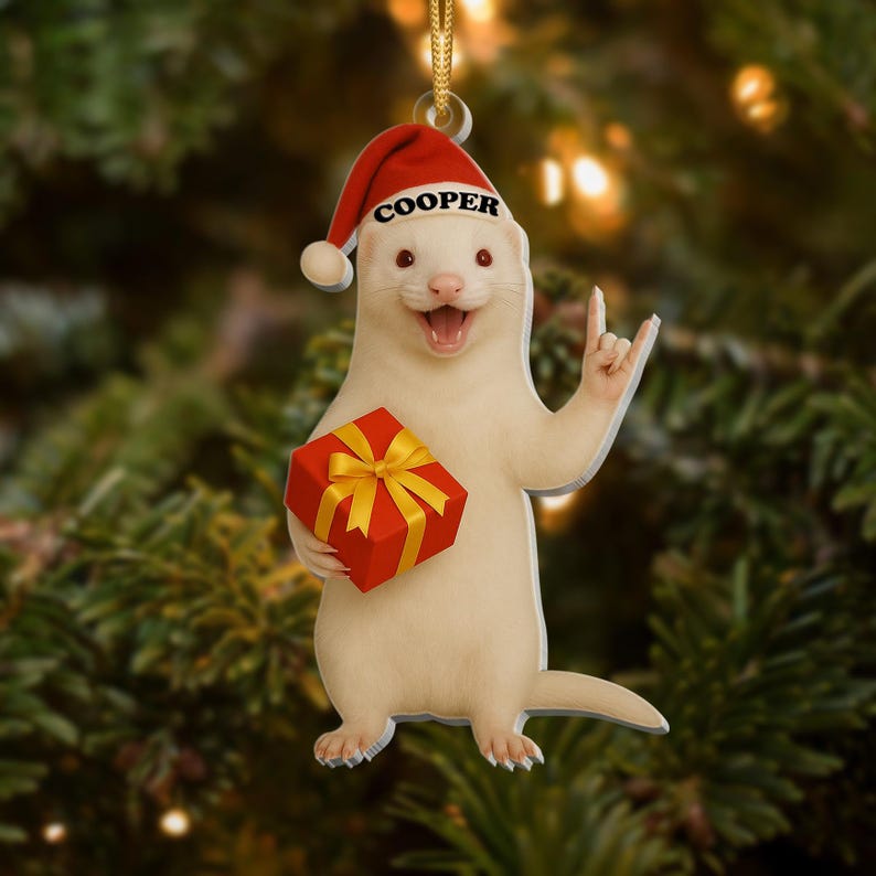 Personalized Ferret Christmas Ornament | Cute Pet Ornament with Name | Funny Holiday Gift for Ferret Lovers | Custom Xmas Keepsake 2025