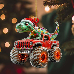Custom Dinosaur Christmas Ornament, Monster Truck Ornament,Boys Dino Christmas Ornament,Baby Boy Christmas Present,Christmas Gift For Child