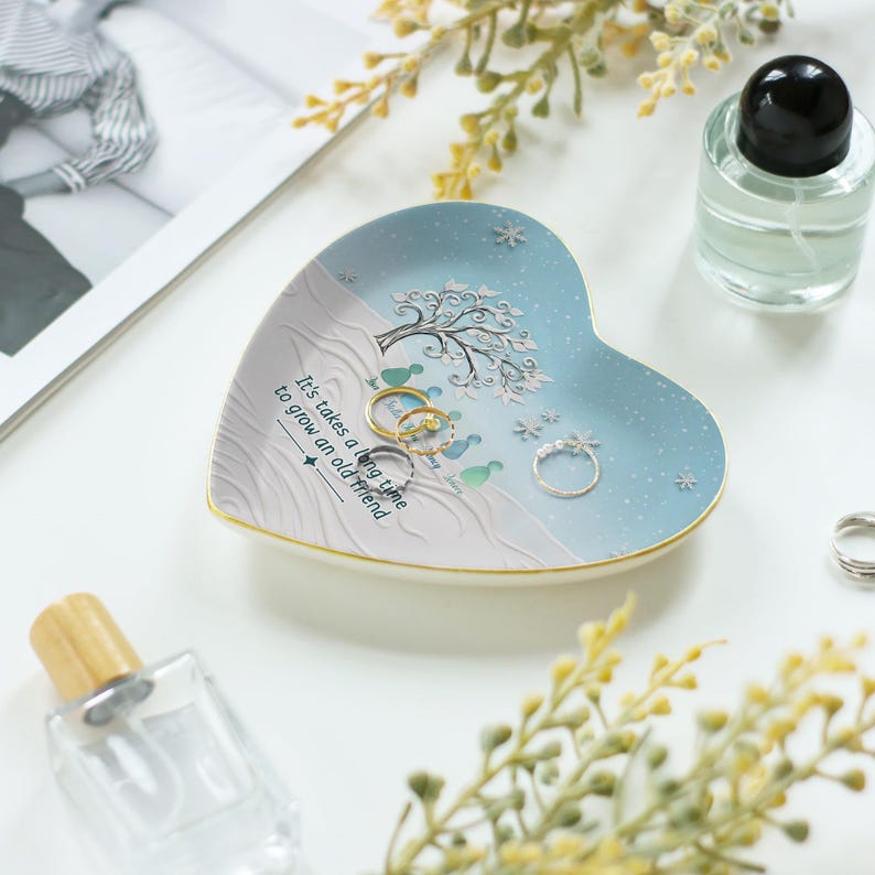 Personalized Ring Dish Sea Glass Friendship, It Takes A Long Time to Grow an Old Friend, Custom Best Friend Jewelry Tray, Soul Sister Gift