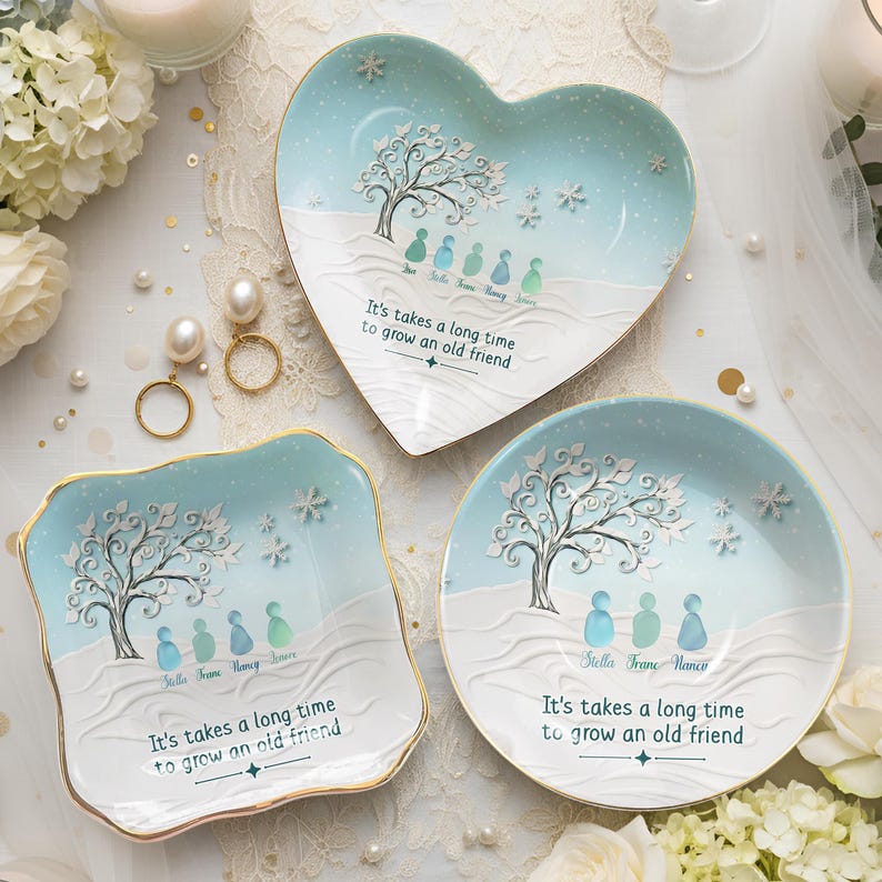 Personalized Ring Dish Sea Glass Friendship, It Takes A Long Time to Grow an Old Friend, Custom Best Friend Jewelry Tray, Soul Sister Gift