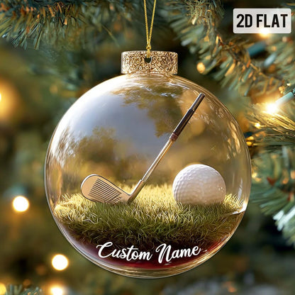 Custom 2D Flat Sports Ball Christmas Ornament Set Custom Name Acrylic Ornament for Baseball, Tennis, Golf, Bowling, and Pickleball Players