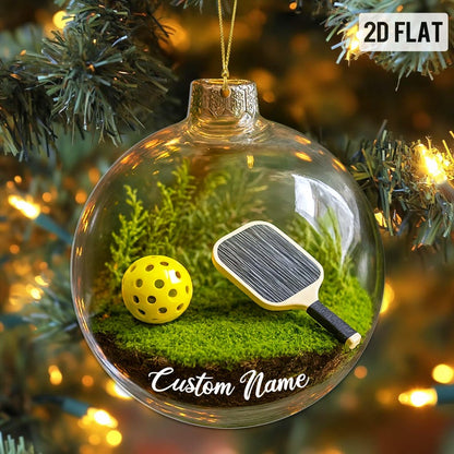 Custom 2D Flat Sports Ball Christmas Ornament Set Custom Name Acrylic Ornament for Baseball, Tennis, Golf, Bowling, and Pickleball Players