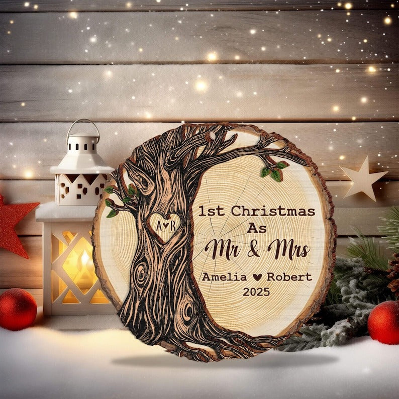 First Christmas as Mr & Mrs Decoration, First Christmas Married Keepsake, Married First Christmas Wooden Ornament, Mr Mrs Ornament, Married
