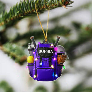 Personalized Softball Bag Christmas Ornament, Custom Softball Player Gear Acrylic Decor, Sports Equipment Keepsake, Gift for Softball Lovers
