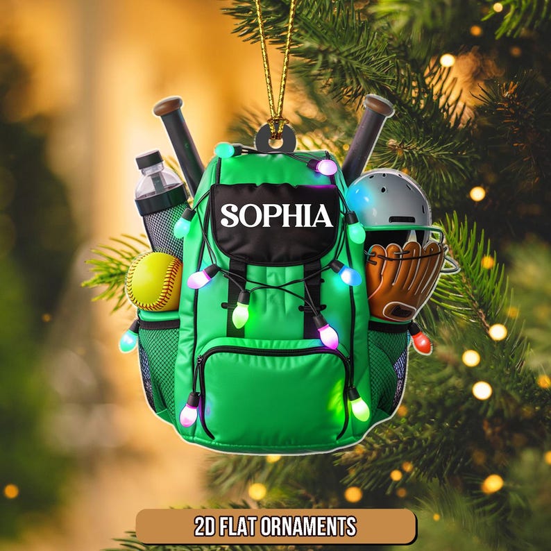 Personalized Softball Bag Christmas Ornament, Custom Softball Player Gear Acrylic Decor, Sports Equipment Keepsake, Gift for Softball Lovers