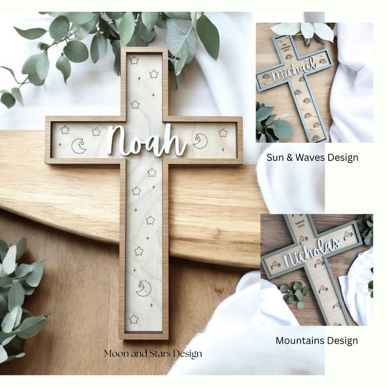 Personalized Wooden Baptism Cross/Baby Shower/Nursery Decor/Custom Baptism Gift/Easter Decor/Baptism Gift/Prayer Cross/Christening gift