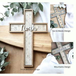 Personalized Wooden Baptism Cross/Baby Shower/Nursery Decor/Custom Baptism Gift/Easter Decor/Baptism Gift/Prayer Cross/Christening gift