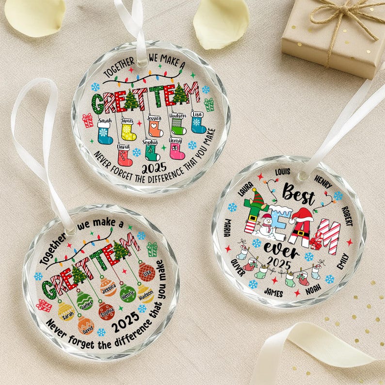 Personalized Team Ornament 2025, Custom Office Christmas Gift, Employee Appreciation, Coworker Ornament, Teamwork Decor