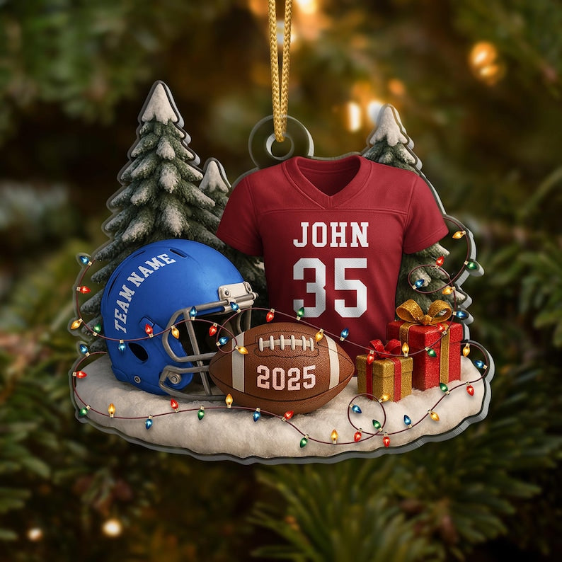 Personalized Football Ornament 2025: Custom Jersey & Helmet Keepsake