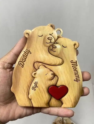 Personalized Wooden Bear Family Ornamnet,Custom Family Member Name Ornament,Christmas Gifts for Family Members, Family Holiday Keepsake Gift