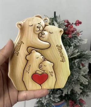 Personalized Wooden Bear Family Ornamnet,Custom Family Member Name Ornament,Christmas Gifts for Family Members, Family Holiday Keepsake Gift