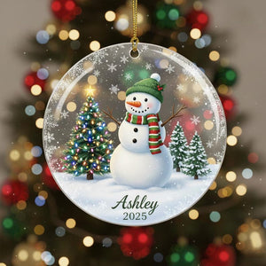 Personalized Snowman Ornament, Custom Name Acrylic Ornament 2025, Holiday Tree Decoration, Christmas Gift for Family, Winter Keepsake
