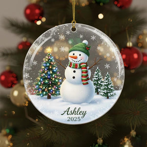 Personalized Snowman Ornament, Custom Name Acrylic Ornament 2025, Holiday Tree Decoration, Christmas Gift for Family, Winter Keepsake