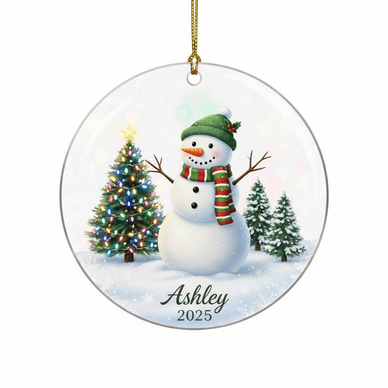 Personalized Snowman Ornament, Custom Name Acrylic Ornament 2025, Holiday Tree Decoration, Christmas Gift for Family, Winter Keepsake