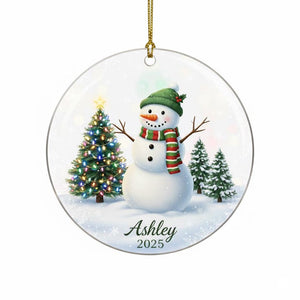 Personalized Snowman Ornament, Custom Name Acrylic Ornament 2025, Holiday Tree Decoration, Christmas Gift for Family, Winter Keepsake