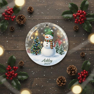 Personalized Snowman Ornament, Custom Name Acrylic Ornament 2025, Holiday Tree Decoration, Christmas Gift for Family, Winter Keepsake
