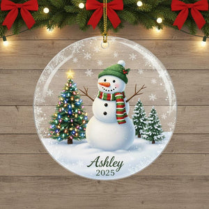 Personalized Snowman Ornament, Custom Name Acrylic Ornament 2025, Holiday Tree Decoration, Christmas Gift for Family, Winter Keepsake