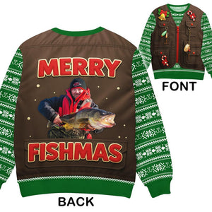 Merry Fishmas Ugly Christmas Sweater: Funny Fisherman Holiday Outfit