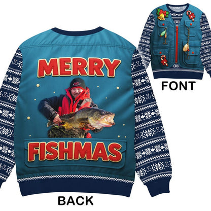 Merry Fishmas Ugly Christmas Sweater: Funny Fisherman Holiday Outfit