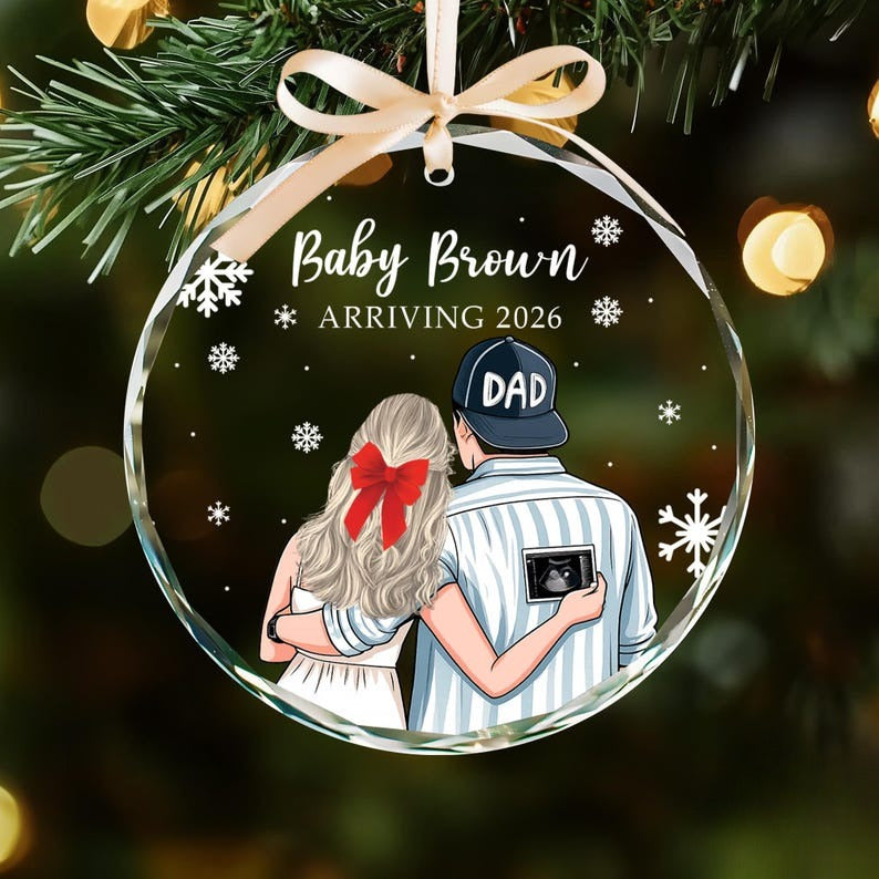 Personalized Pregnancy Family Ornament 2025: Pregnant Couple Keepsake, Expecting Mom Dad Gifts