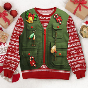Merry Fishmas Ugly Christmas Sweater: Funny Fisherman Holiday Outfit