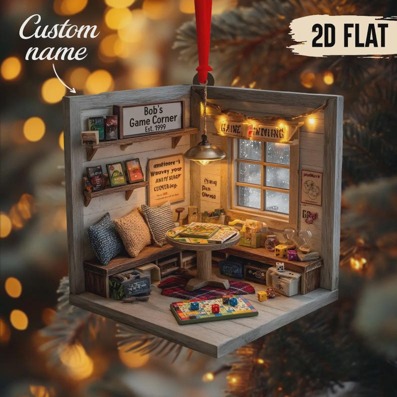 Game Room Miniature Ornament, 2025 Christmas Gift, Personalized Ornament For Board Game Lover