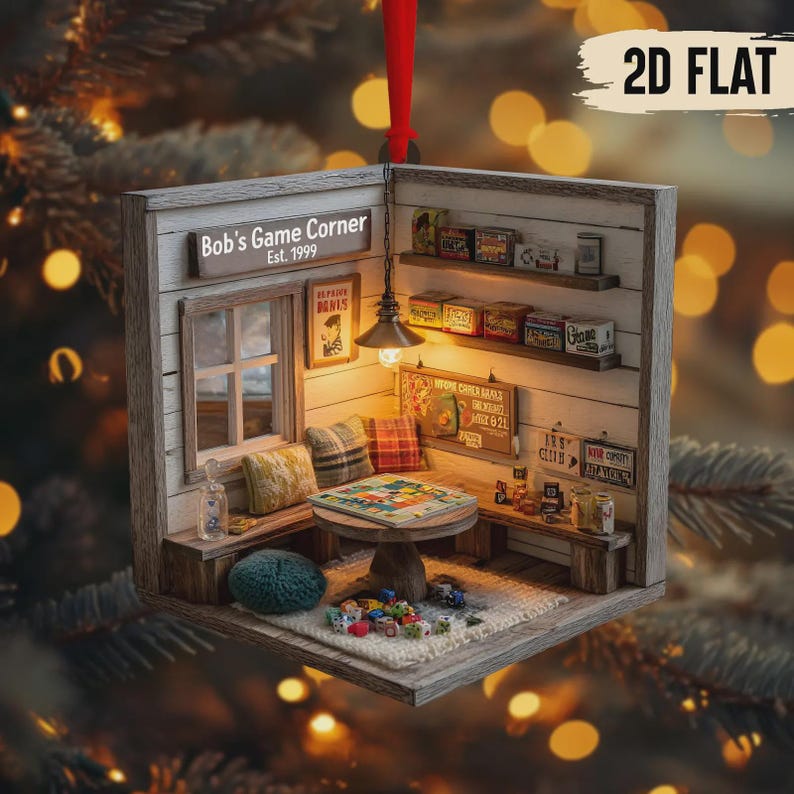 Game Room Miniature Ornament, 2025 Christmas Gift, Personalized Ornament For Board Game Lover