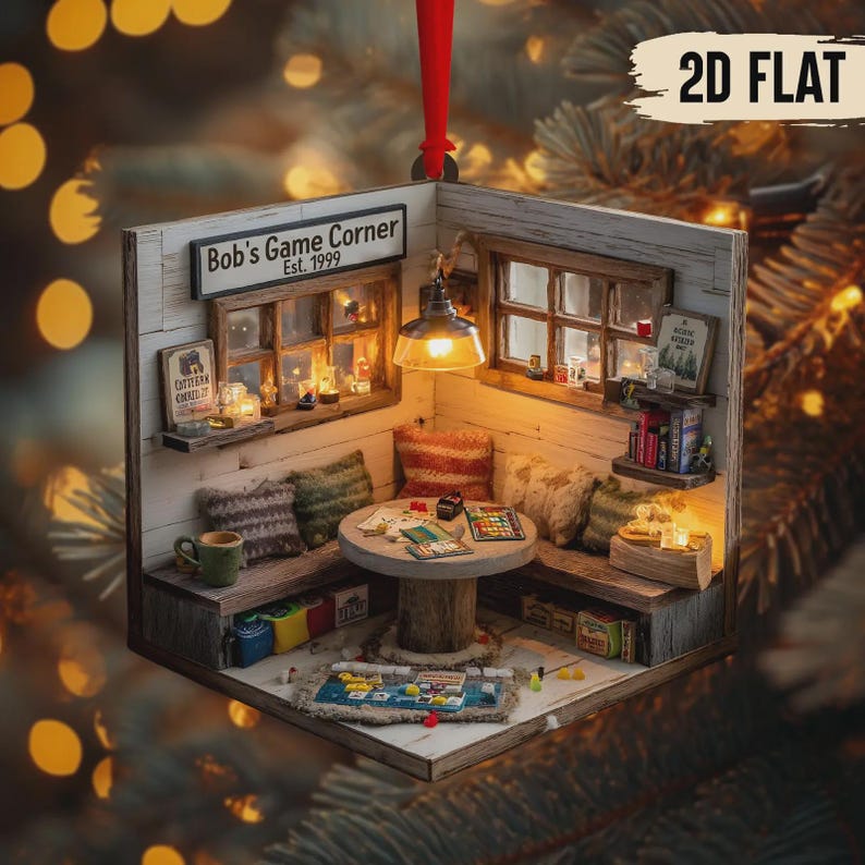 Game Room Miniature Ornament, 2025 Christmas Gift, Personalized Ornament For Board Game Lover