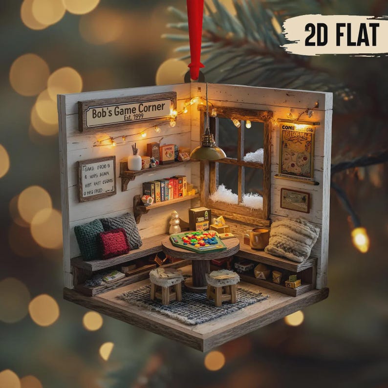 Game Room Miniature Ornament, 2025 Christmas Gift, Personalized Ornament For Board Game Lover