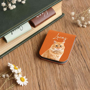 Personalized Magnetic Pet Bookmark, Dog Photo Bookmark, Pet Loss Bookmark, Pet Remembrance Gift, Dog Cat Leather Bookmark, Pet Lover Gifts