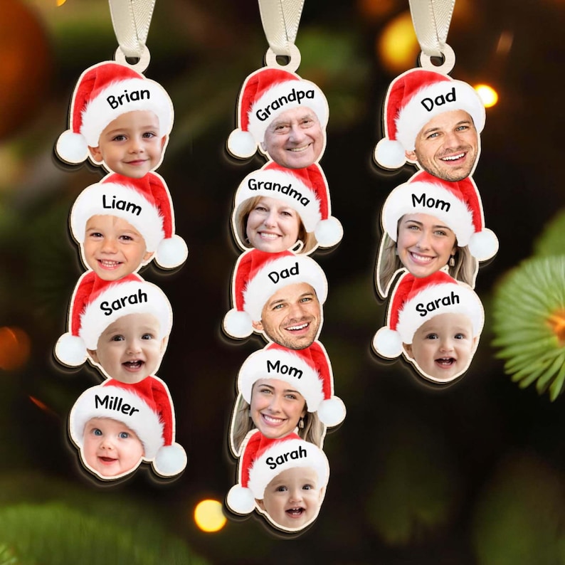 Custom Photo Family Christmas Ornament, Funny Face Acrylic Keepsake