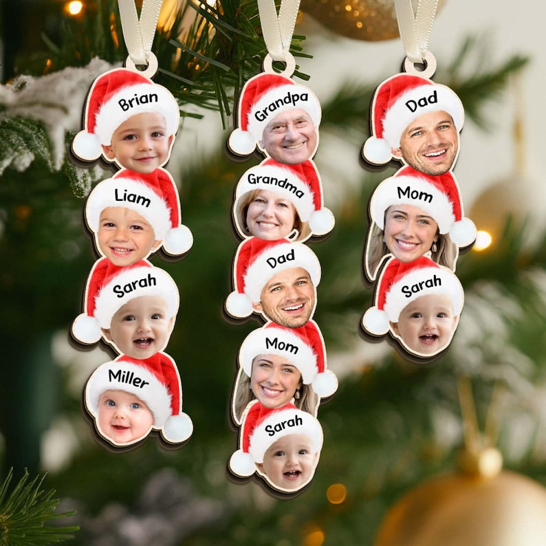 Custom Photo Family Christmas Ornament, Funny Face Acrylic Keepsake