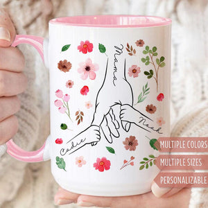 Custom Mom Mug, Personalized Holding Mom Hands Mug, Mom Mug with Kids' Names, Custom Gift for Mama