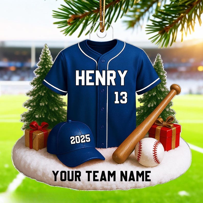 Personalized Baseball Uniform 2D FLAT Acrylic Ornament, Custom Baseball Christmas Ornament, Gift For Baseball Players, Baseball Team Gift