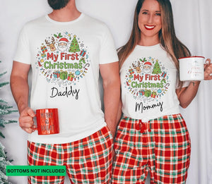 First Christmas Shirt, Personalized Baby First Christmas T-shirt, Mom and Dad First Christmas Shirts, Custom Christmas Family