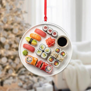 Sushi Plate Christmas Ornament, Japanese Food Decoration
