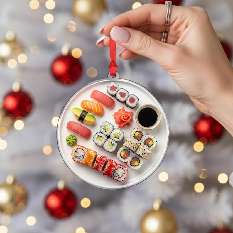 Sushi Plate Christmas Ornament, Japanese Food Decoration