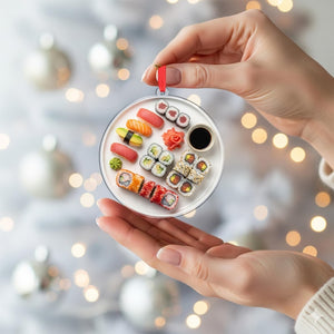 Sushi Plate Christmas Ornament, Japanese Food Decoration
