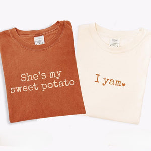 Thanksgiving Couples Shirt: She's My Sweet Potato I Yam Matching Husband Wife Shirt