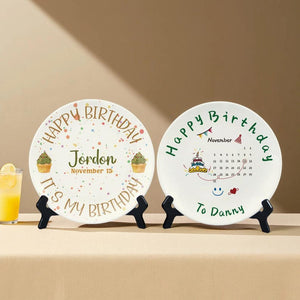 Personalized Happy Birthday Plate for Girls/Custom Birthday Gift/Custom Name Ceramic Plate with Cake/Personalizeds Gift/Cake Plate