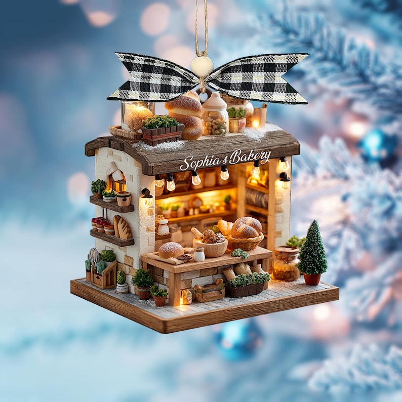 Custom Rustic Bakery Stall 2D Ornament, Personalized Bread Shop Christmas Tree Keepsake, Gift For Pastry Chef Christmas 2025 Ornament