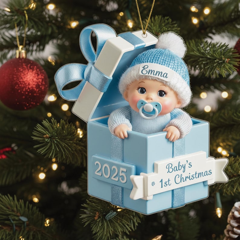 Custom Baby's First Christmas Ornament: Personalized Acrylic Keepsake