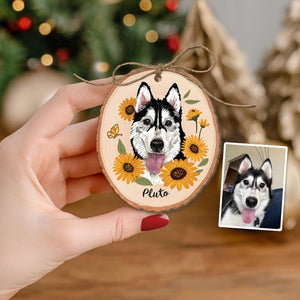 Custom Pet Portrait From Photo Ornament, Pet Christmas Ornament, Pet Memorial Gift, Dog Lover Gift, Dog Mom Gift, Christmas Tree Decor
