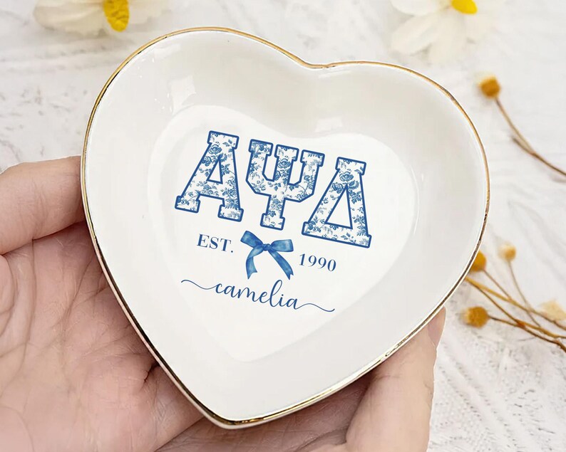 Custom Chinoiserie Greek Sorority Trinket Dish: Sorority Initiation Gift, Coquette Girls Sorority Gifts