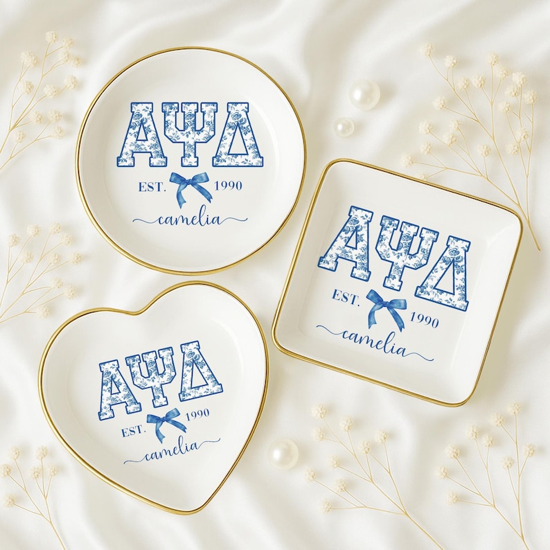 Custom Chinoiserie Greek Sorority Trinket Dish: Sorority Initiation Gift, Coquette Girls Sorority Gifts